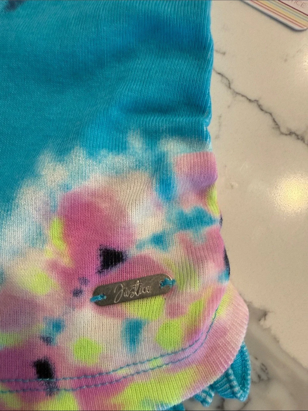 NEW! Justice Girls' Blue Tie-Dye Large Tank and Shorts Set